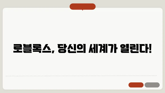 로블록스 게임 경험