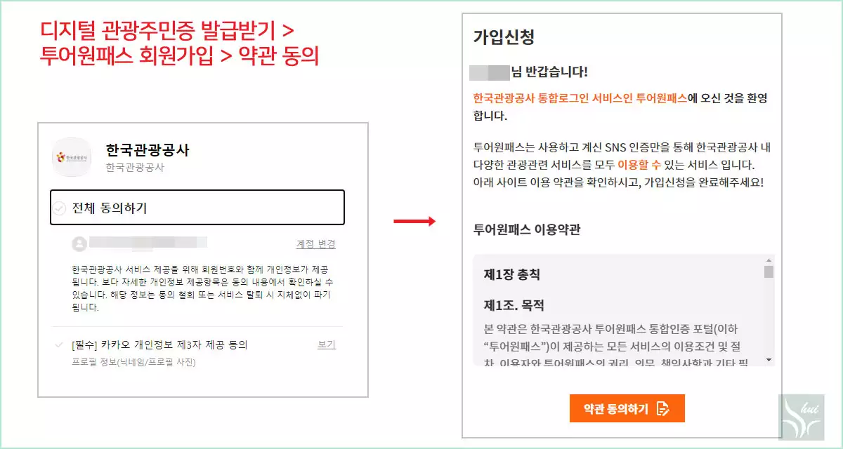 디지털 관광주민증 투어원패스 회원가입
