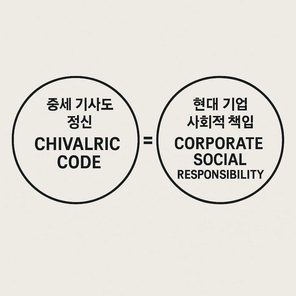중세 기사도 정신(Chivalric Code) =현대 기업 사회적 책임(CSR, Corporate Social Responsibility) 을 보여주는 이미지