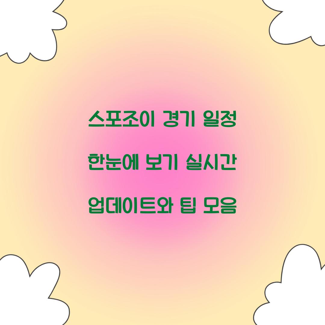 스포조이 경기 일정