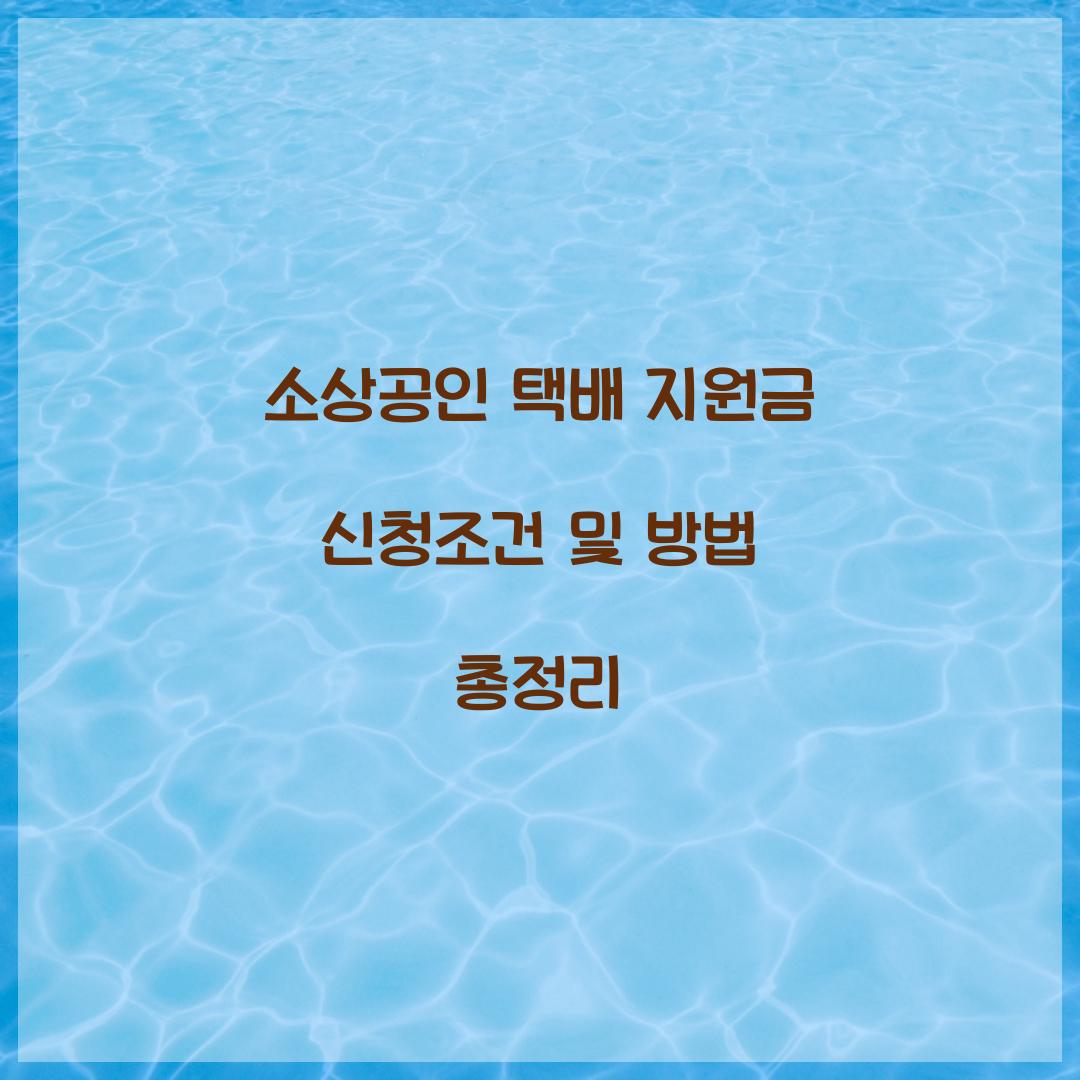 소상공인 택배 지원금