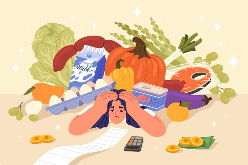 어떤 음식을 먹을지 고민하는 여성