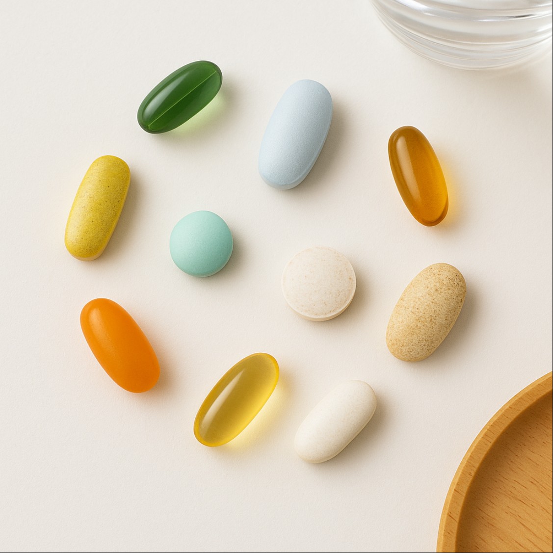 종합비타민 종류 비교를 위한 다양한 비타민 캡슐과 정제