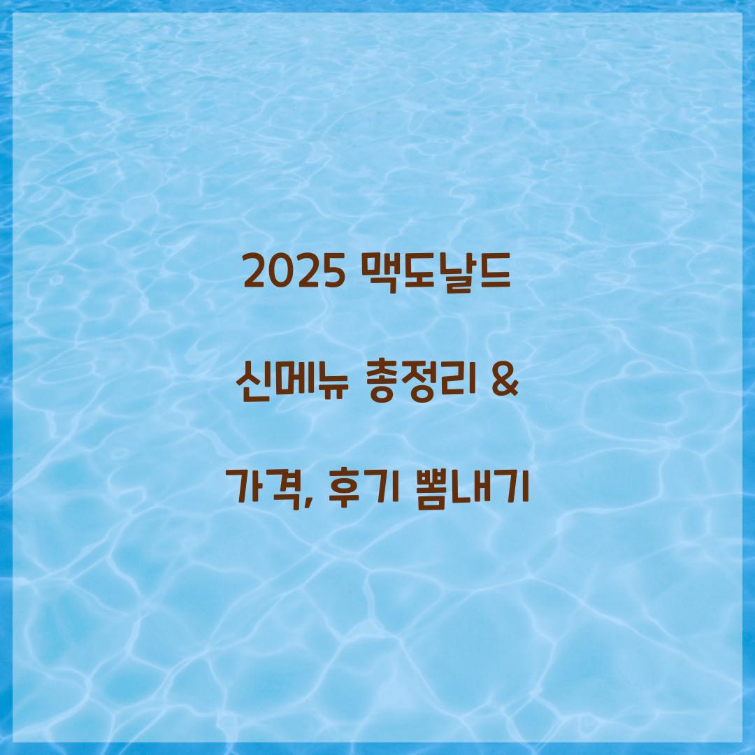 2025 맥도날드 신메뉴 총정리