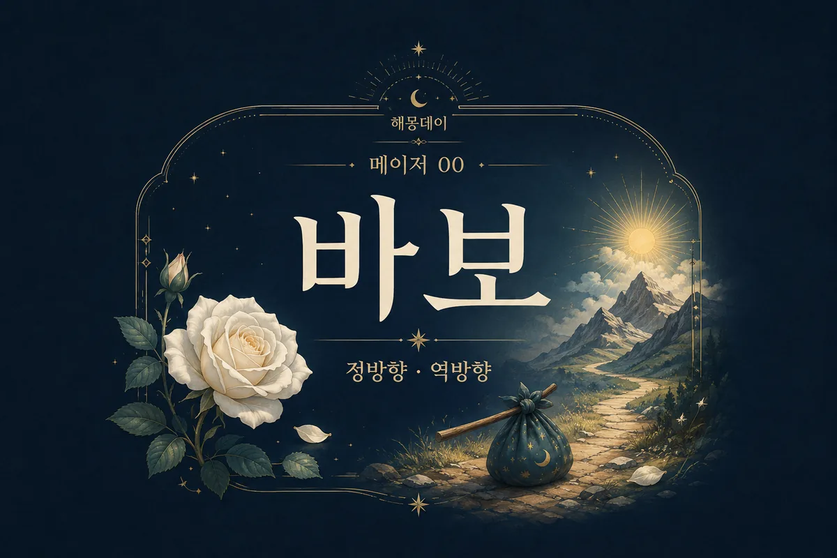 해몽데이 메이저 00, 바보 정방향·역방향 문구와 카드 상징을 표현한 AI 썸네일
