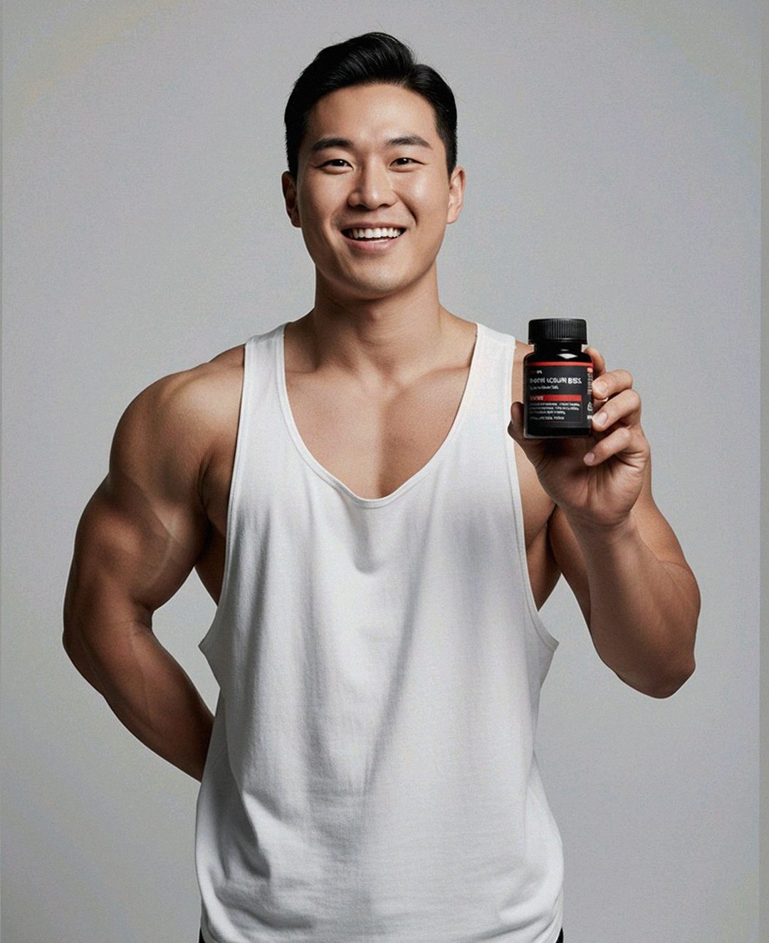 Korean Asian man in 30s walking outside office building after lunch