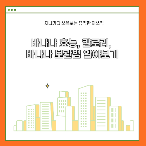 바나나 효능, 칼로리, 바나나 보관법 알아보기