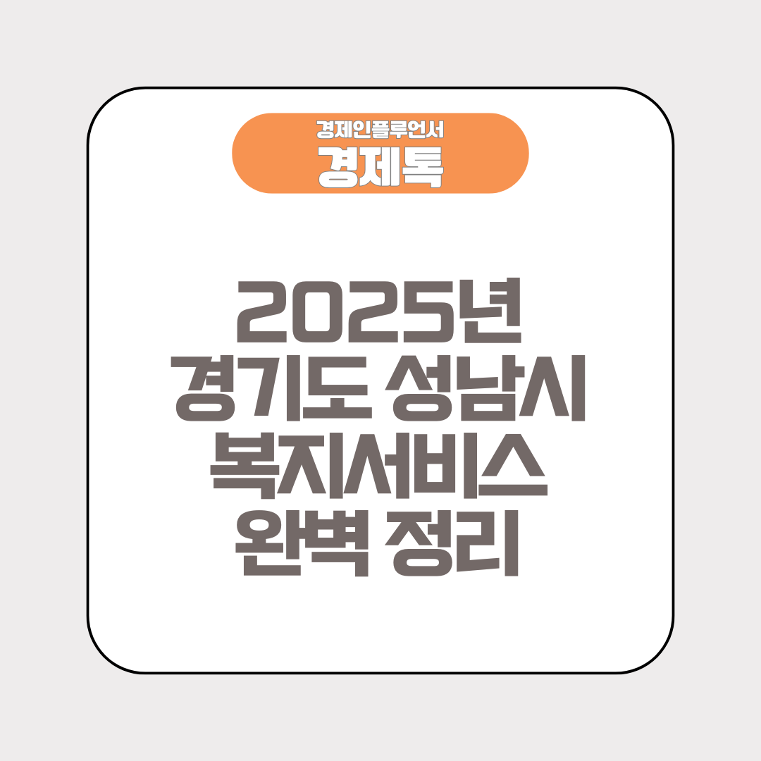 2025년 경기도 성남시 복지서비스 완벽 정리
