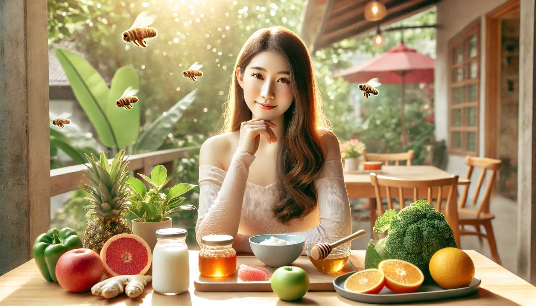 봄철 알레르기 증상 완화 음식 소개하는 사람