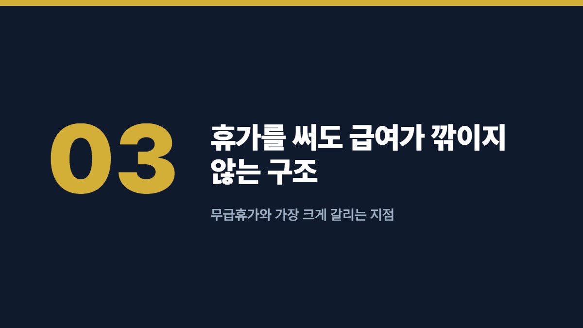 휴가를 써도 급여가 깎이지 않는 구조 — 무급휴가와 가장 크게 갈리는 지점
