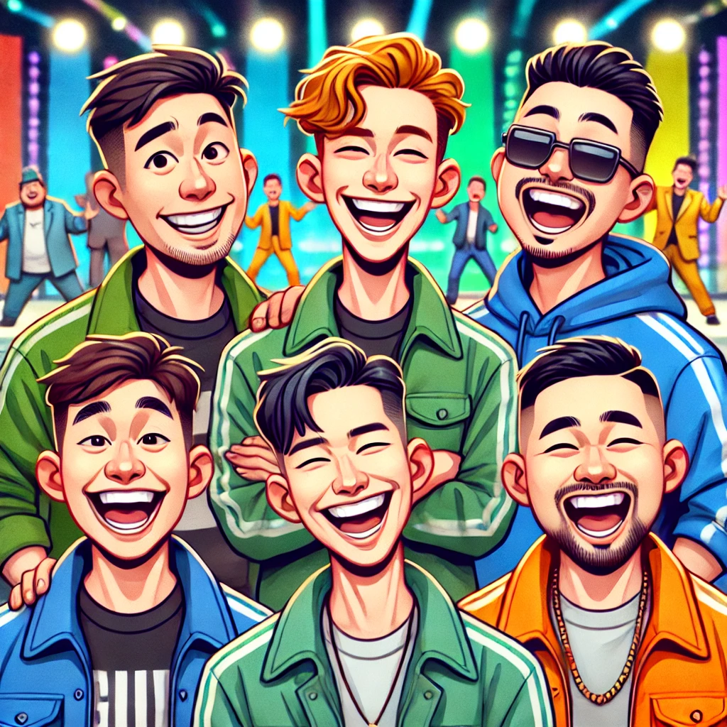 무한도전 멤버들이 환하게 웃고있는 모습