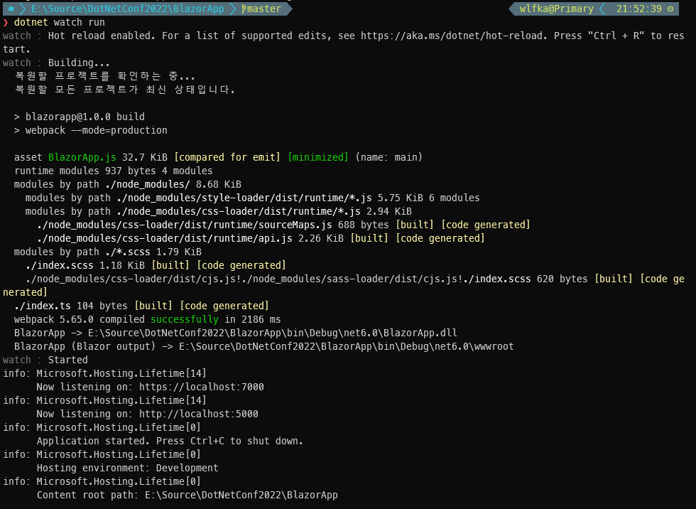 dotnet watch run