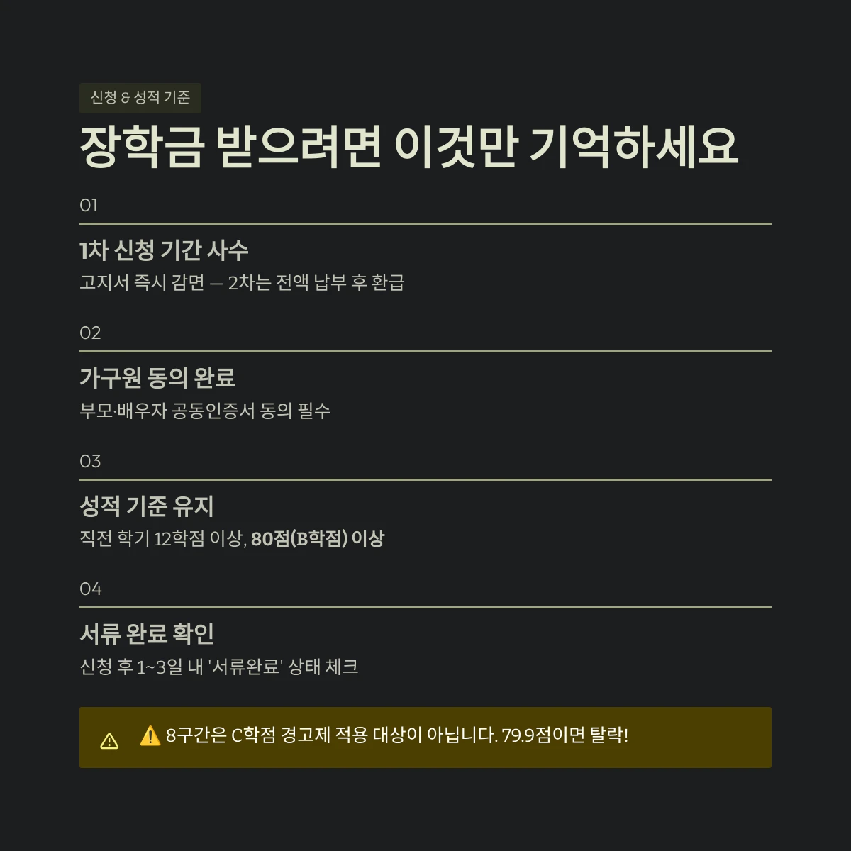 장학금 받으려면 이것만 기억하세요