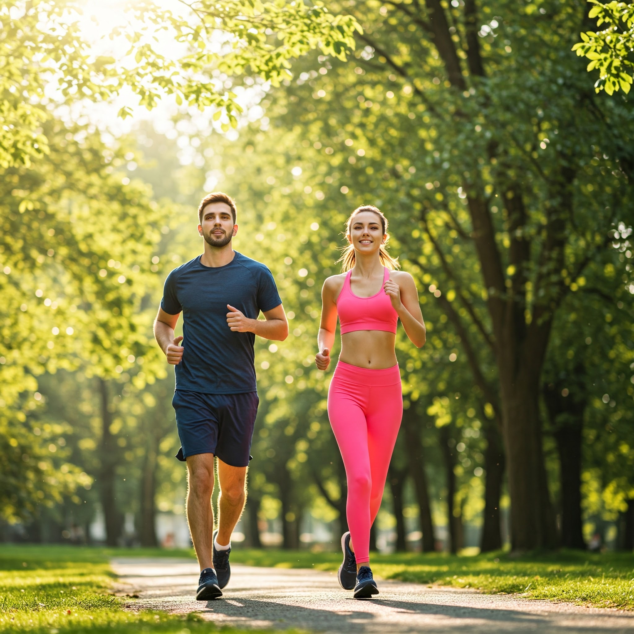 공원 달리기를 하는 커플