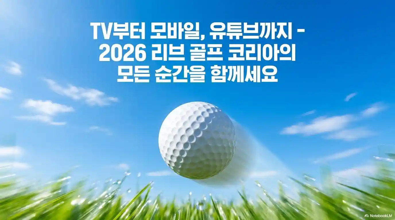 골프공이 날라가는 모습을 배경으로 한 TV부터 모바일로 리브 골프 중계 순간을 함께 하기