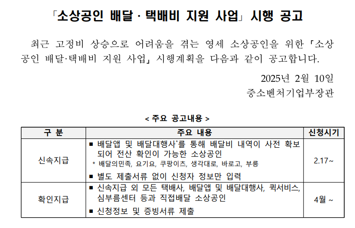 소상공인 배달비 지원사업 신청방법