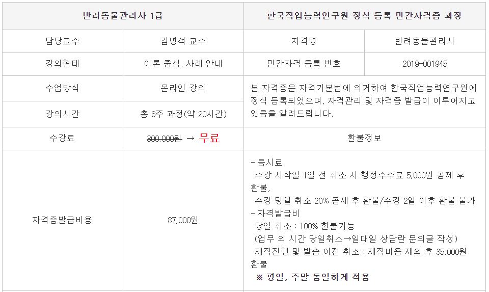 반려동물관리사 자격증