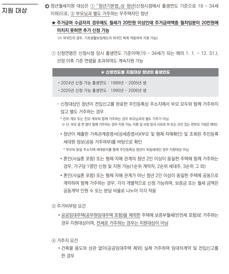 청년월세지원금 지원대상