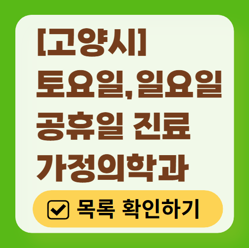 고양시 주말 토요일 일요일 가정의학과 진료 병원 목록 ❘ 공휴일 진료 영업 병원 리스트