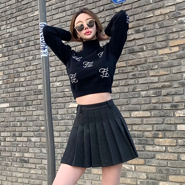 플리츠 플레어 주름 모직 미니 스커트 테니스 치마바지