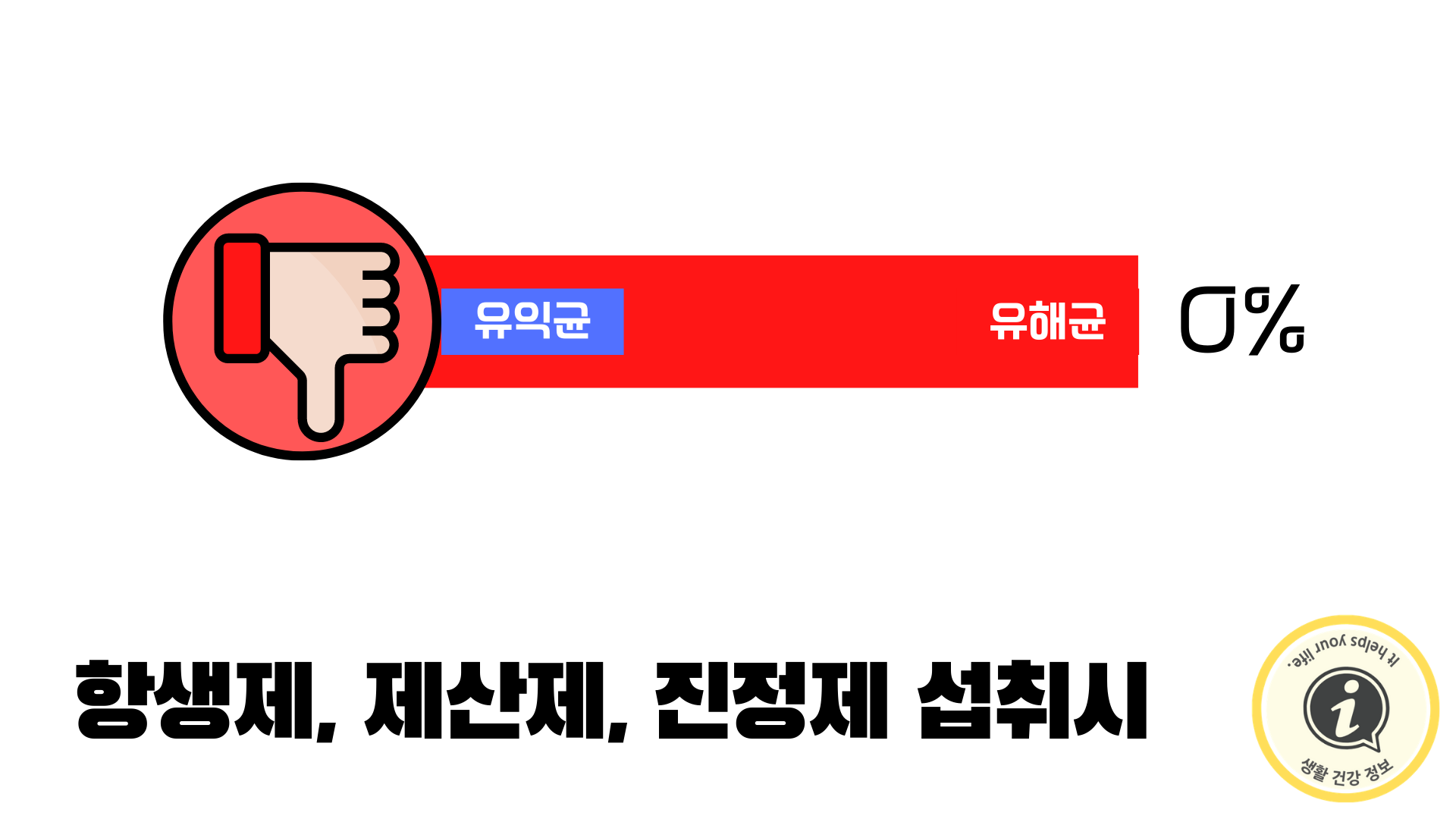 항생제, 제산제, 장 진정제 먹으면 유익균은 사라집니다.