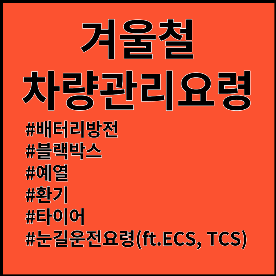 겨울철 차량관리, 배터리, 블랙박스, 예열, 환기, 타이어, 눈길 운전 요령 총정리!