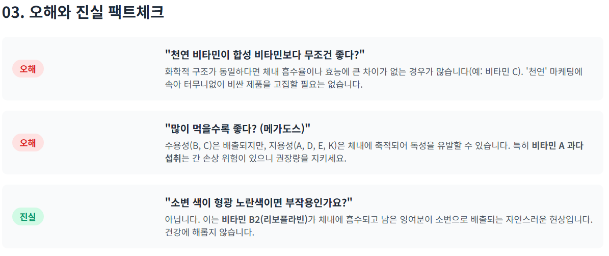 영양제의 그간 우리가 알고 있던 오해와 진실 팩트체크 이미지