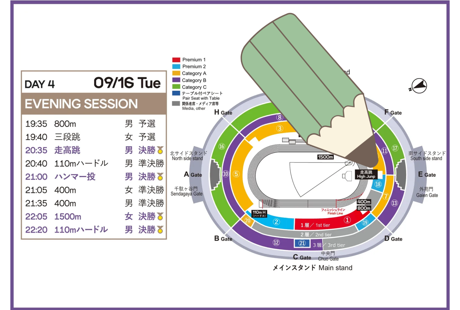 남자 높이뛰기 결승 최적의 직관 지역(카테고리 A지역)