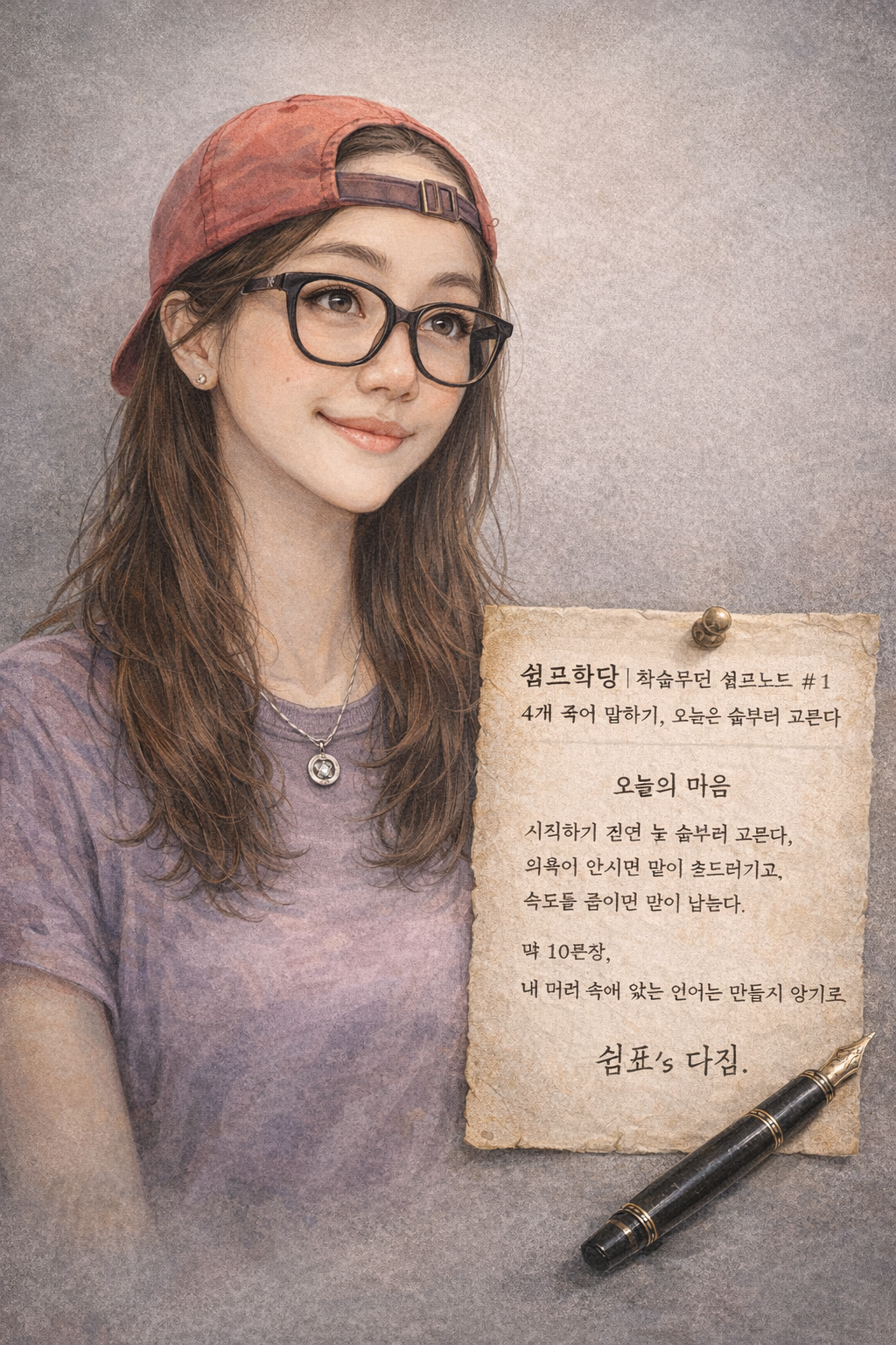 각오하며 다짐하는 쉼표의 모습, 천천히 언어를 몸에 새기기 시작하는 학습의 첫 순간