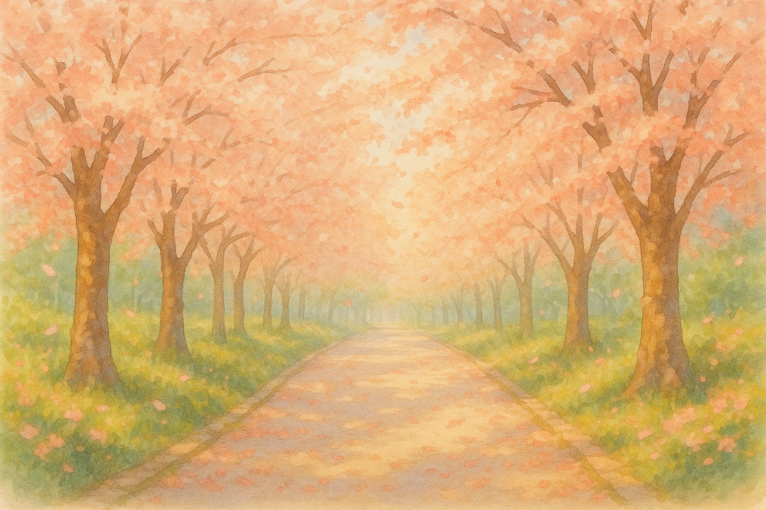 봄꽃길의 여유로운 풍경