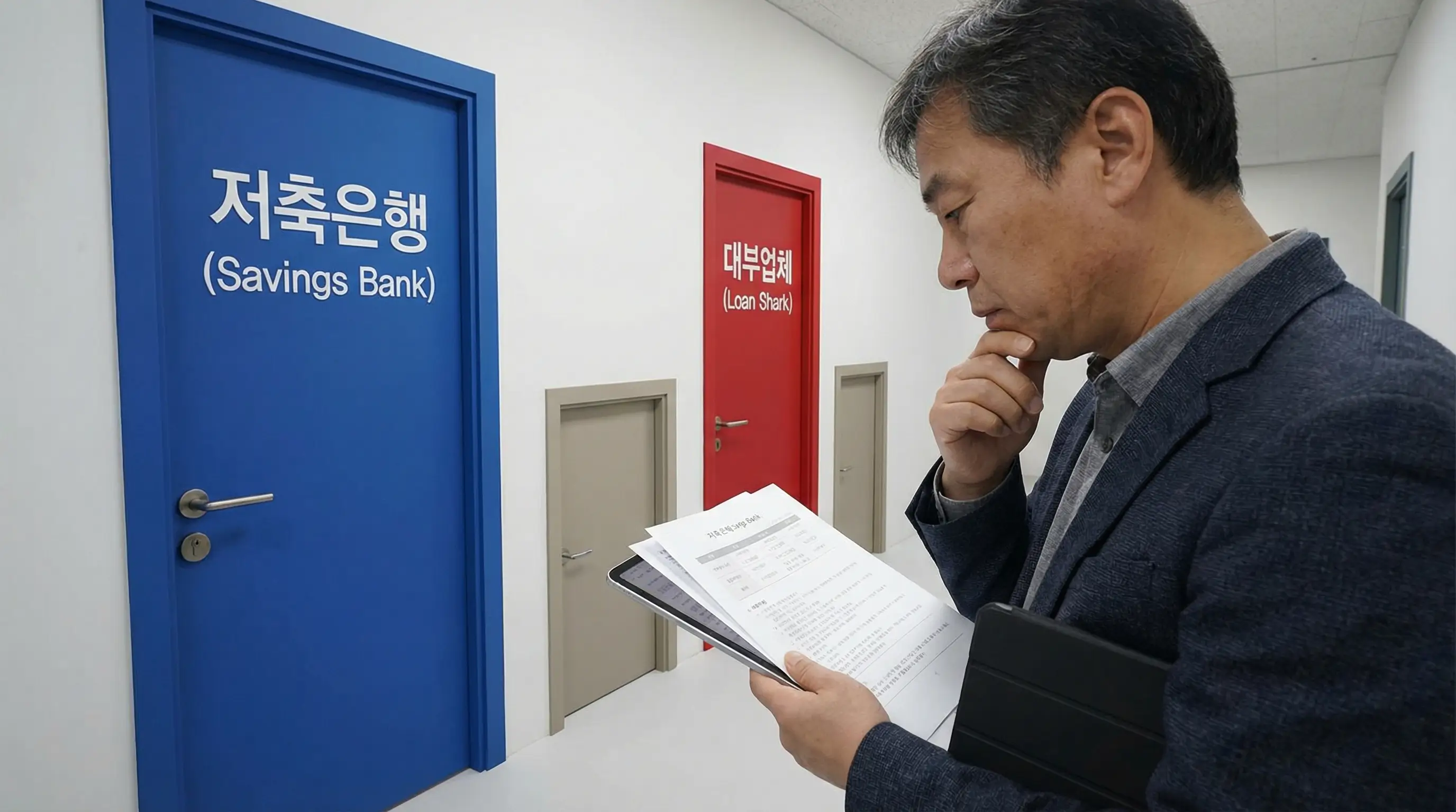 저축은행과 대부업체의 개인회생 대출 조건을 비교하고 최적의 상품을 선택하는 이미지