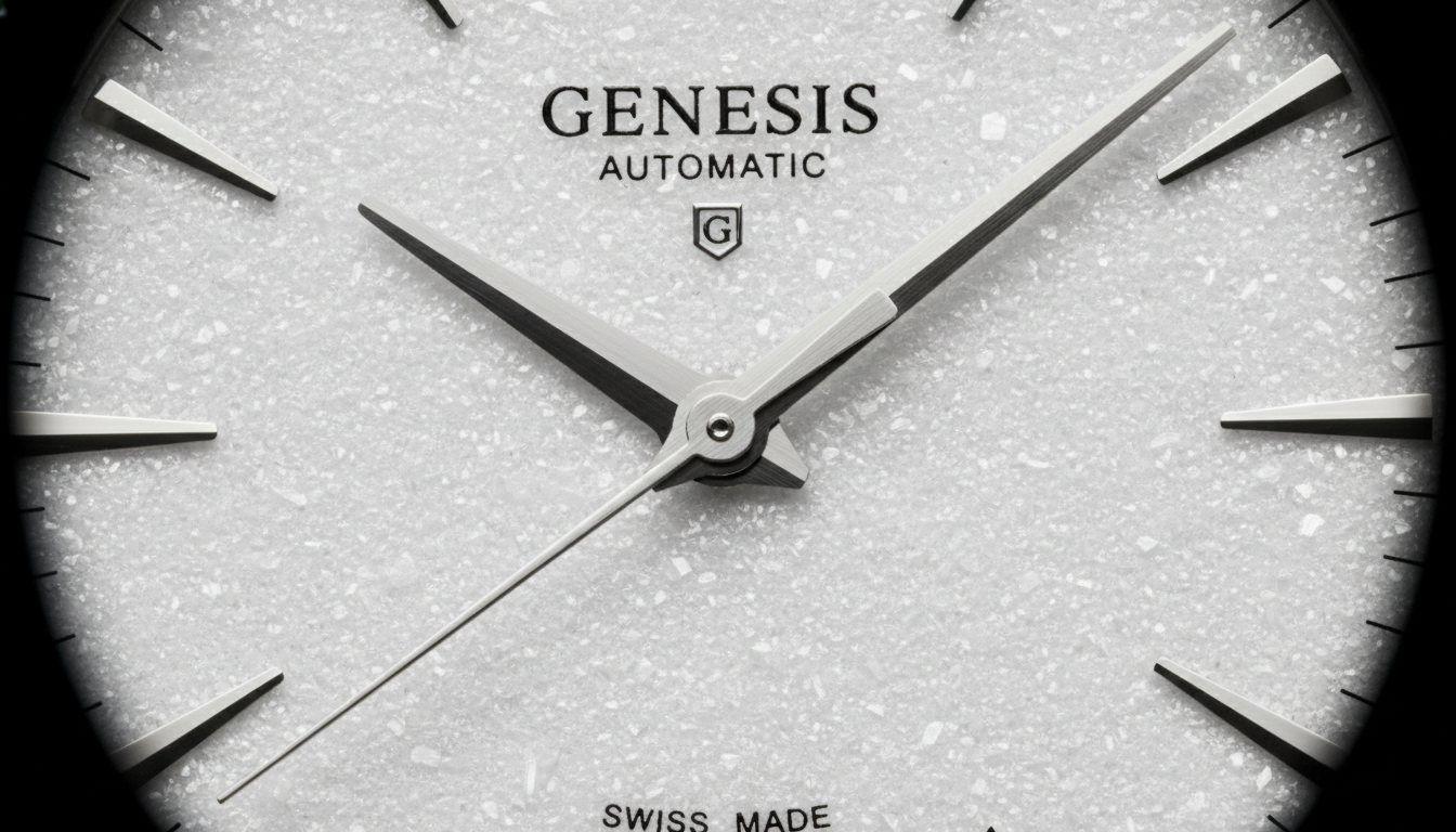 그랜드 세이코 특유의 눈송이 질감 다이얼과 부드럽게 움직이는 초침 클로즈업