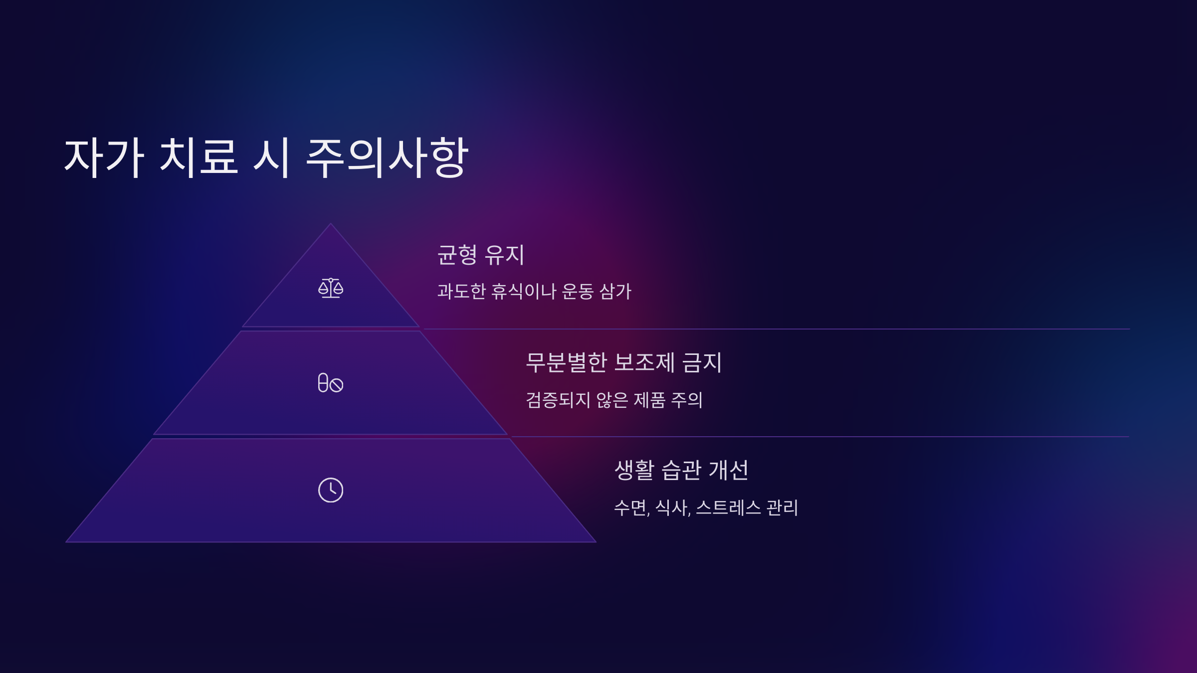 자가 치료 시 주의사항