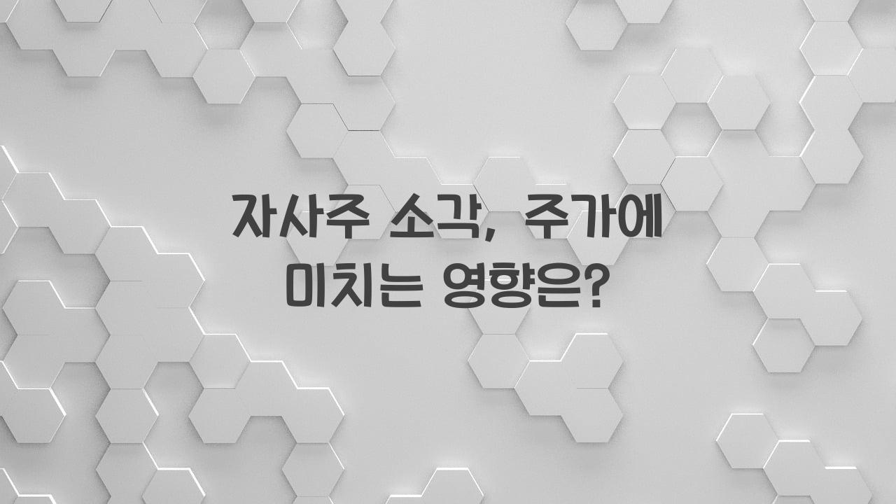 자사주 소각