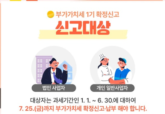 부가가치세 신고기간 신고방법 확정신고 대상자는?