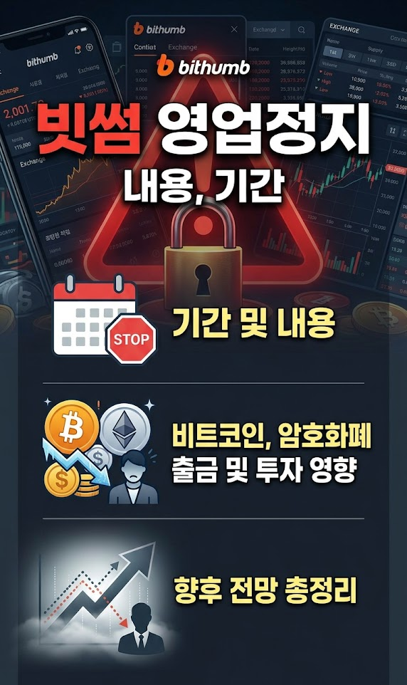 빗썸 영업정지, 내용, 기간, 비트코인, 암호화폐 출금 및 투자 영향, 향후 전망 총정리