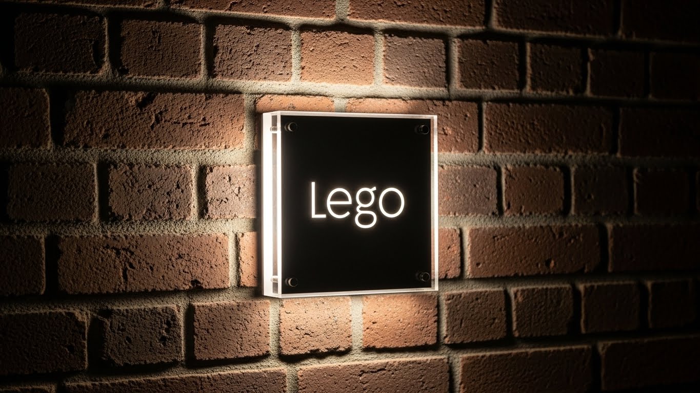 벽면에 부착된 세련된 디자인의 아크릴 박스 조명 간판