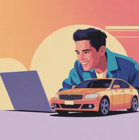중고차 구매를 위해 웹서핑하는 사람 모습