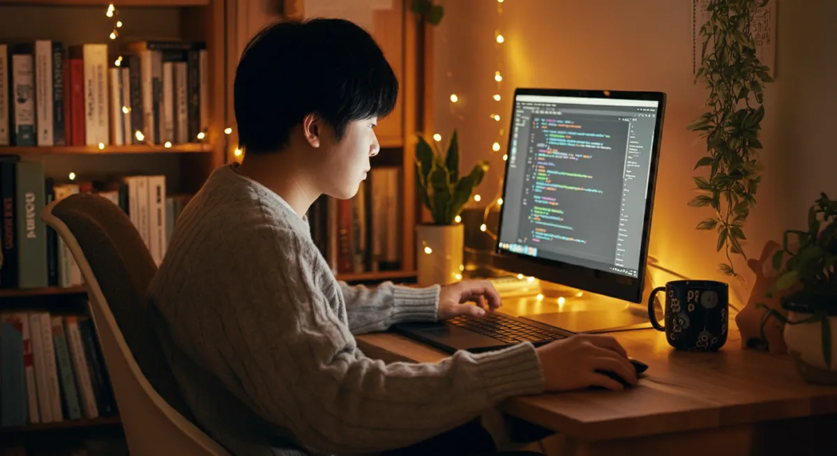 따뜻한-조명있는-집에서-개발작업하는-한국남자01