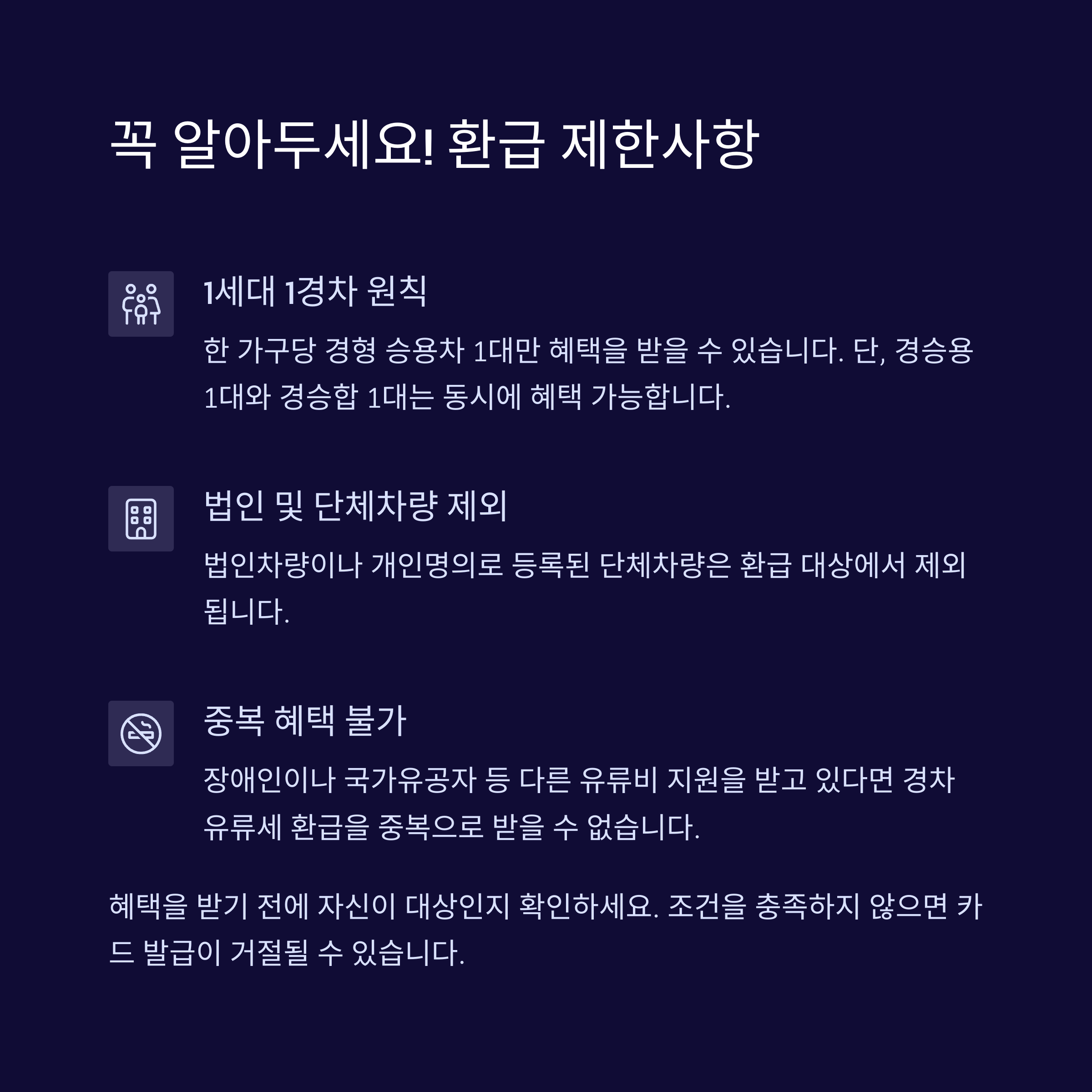 경차사랑카드 환급제한사항