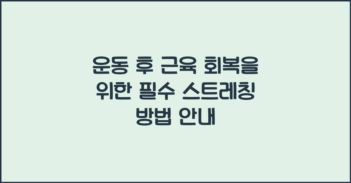 운동 후 근육 회복, 필수 스트레칭