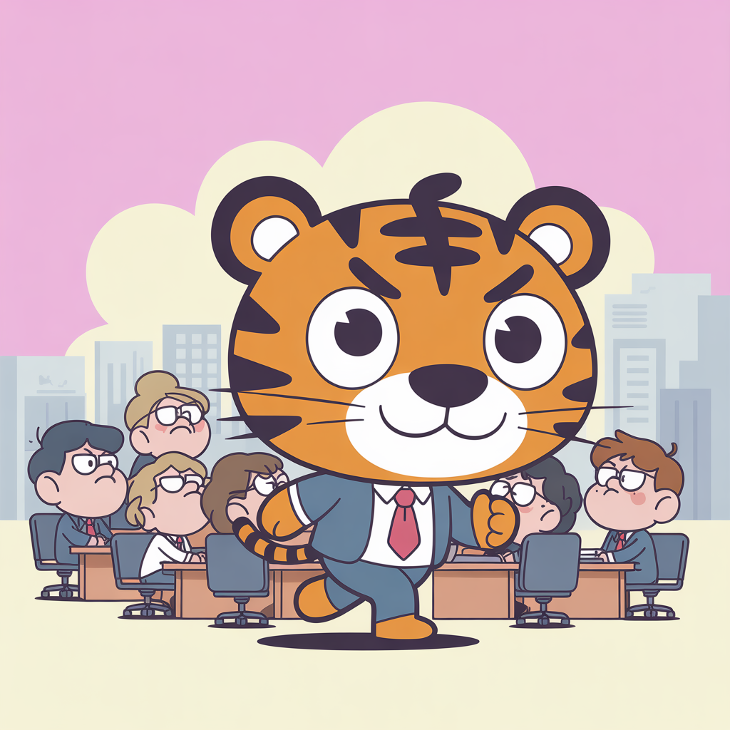 성과 집착으로 지친 ENTJ 호랑이 캐릭터