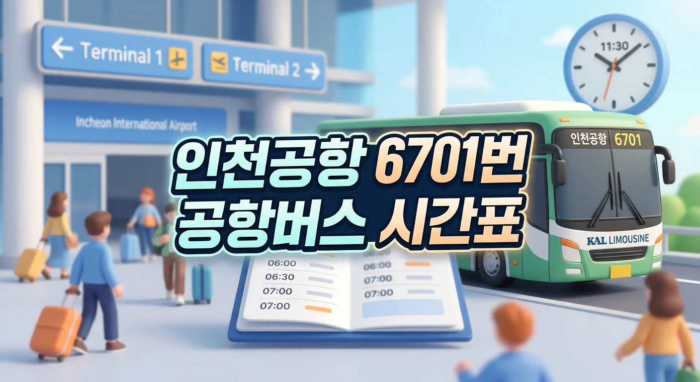 인천공항 6701번 공항버스 시간표와 요금 (마포&middot;광화문&middot;시청 방면)