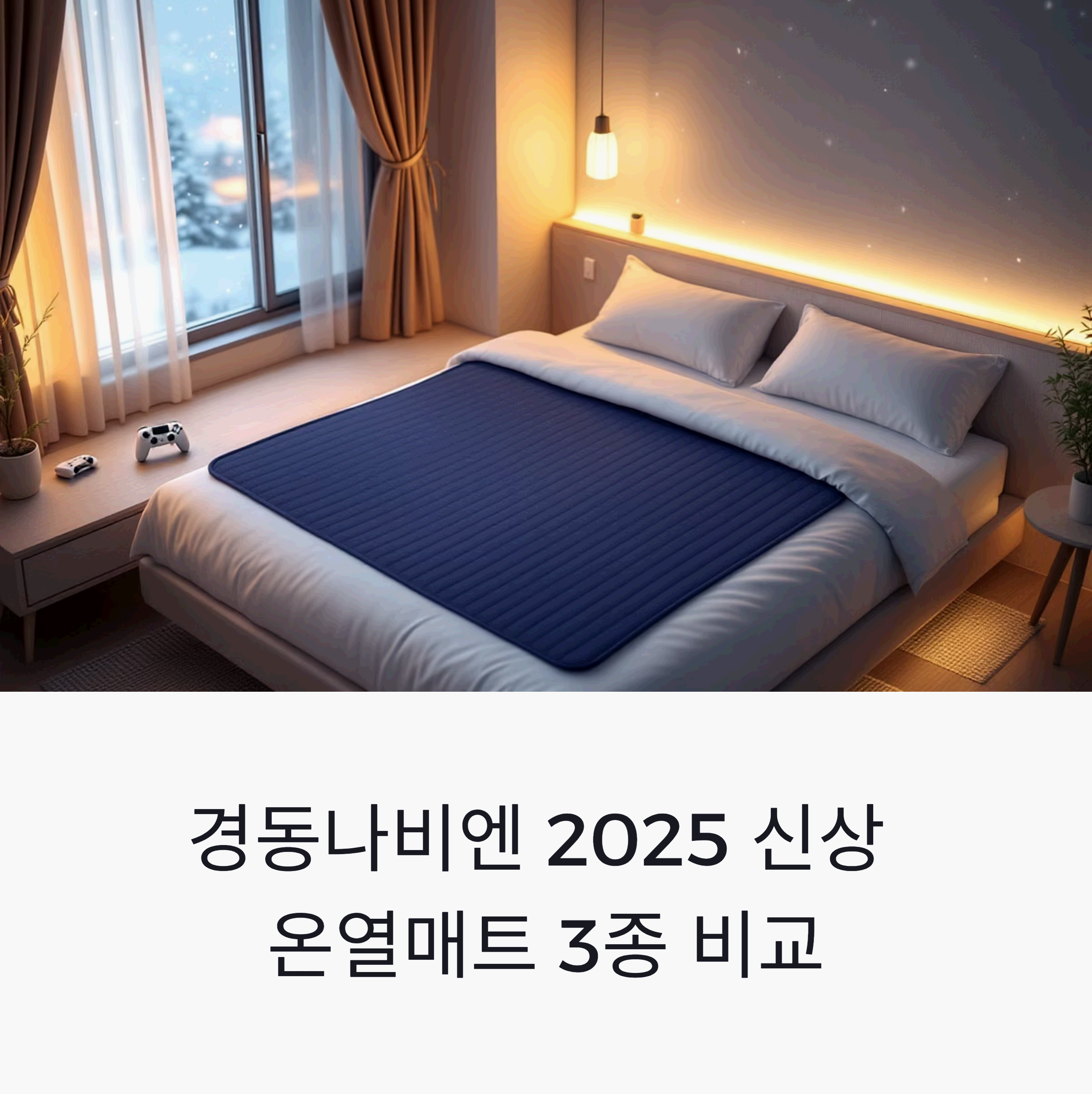 아늑한 침실에 설치된 경동나비엔 2025년형 온수매트 신제품 EMW721