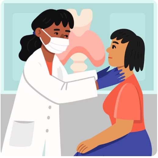 갑상선 기능 저하증에 걸린 여성이 진료를 보는 모습