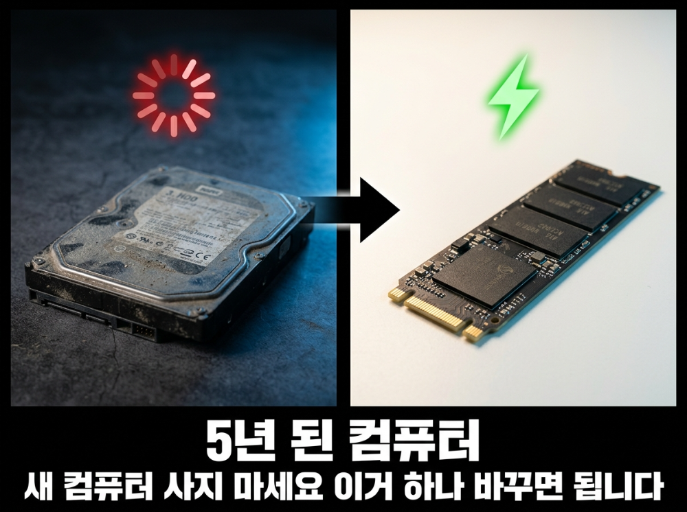 alt="SSD 업그레이드 효과 — HDD vs SSD 부팅 속도 비교, 5년 된 컴퓨터 새 컴퓨터처럼 빨라지는 방법"
