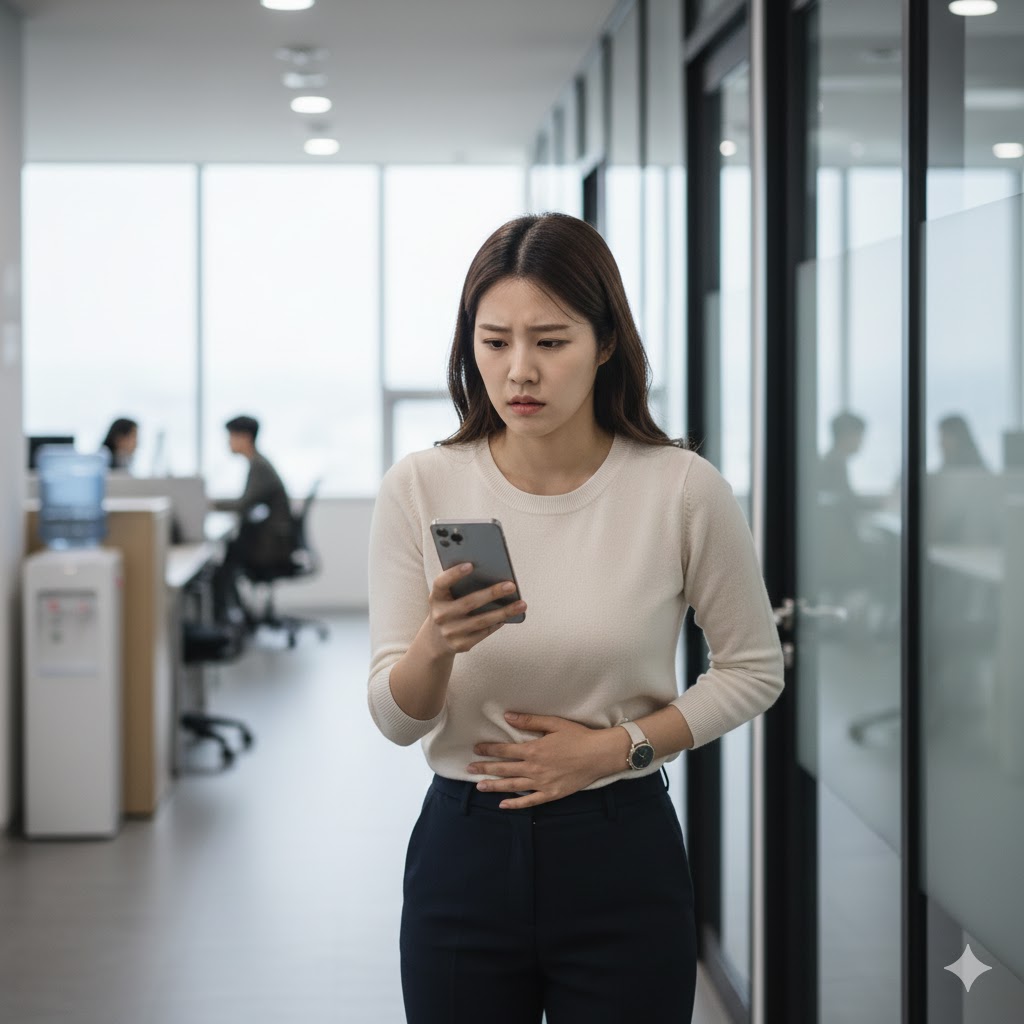 IBS로 인해 불안해하는 직장인