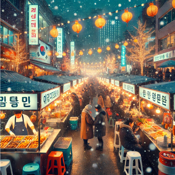 부산 남포동 야시장의 겨울 야경