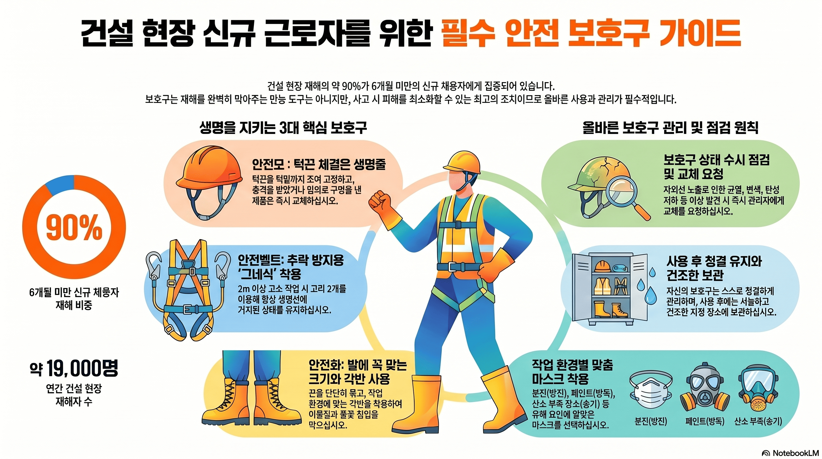 신규 근로자 개인 보호구 가이드 (AI 인포그래픽)