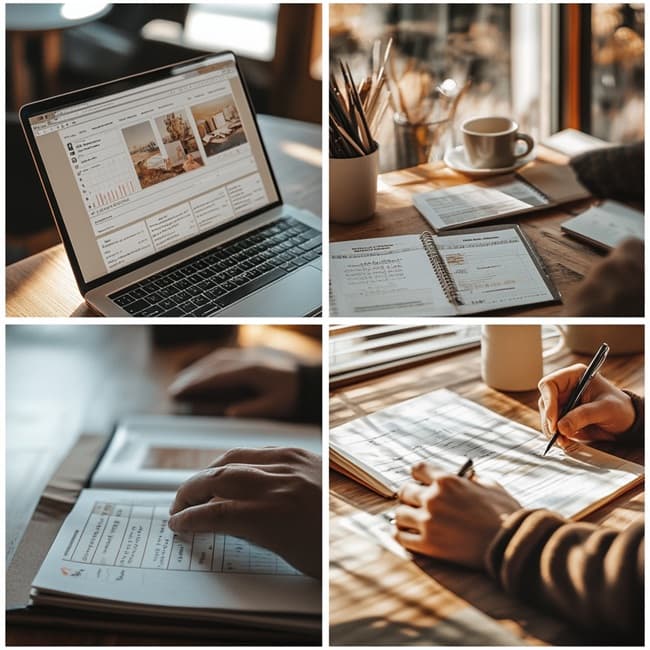 GPT로 전자책 본문을 작성 중인 홈오피스 작업 장면